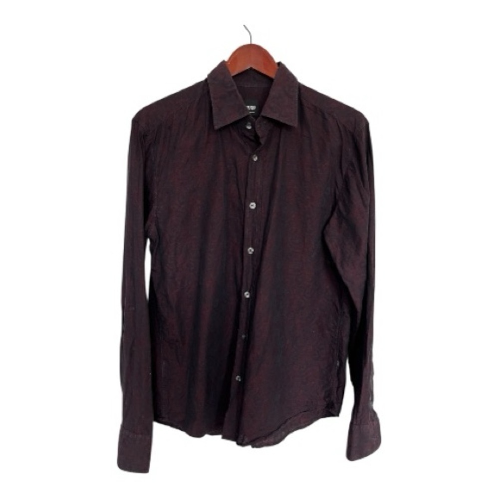 Hugo Boss Dark Burgundy Tonal Paisley Button-Down Shirt Size L